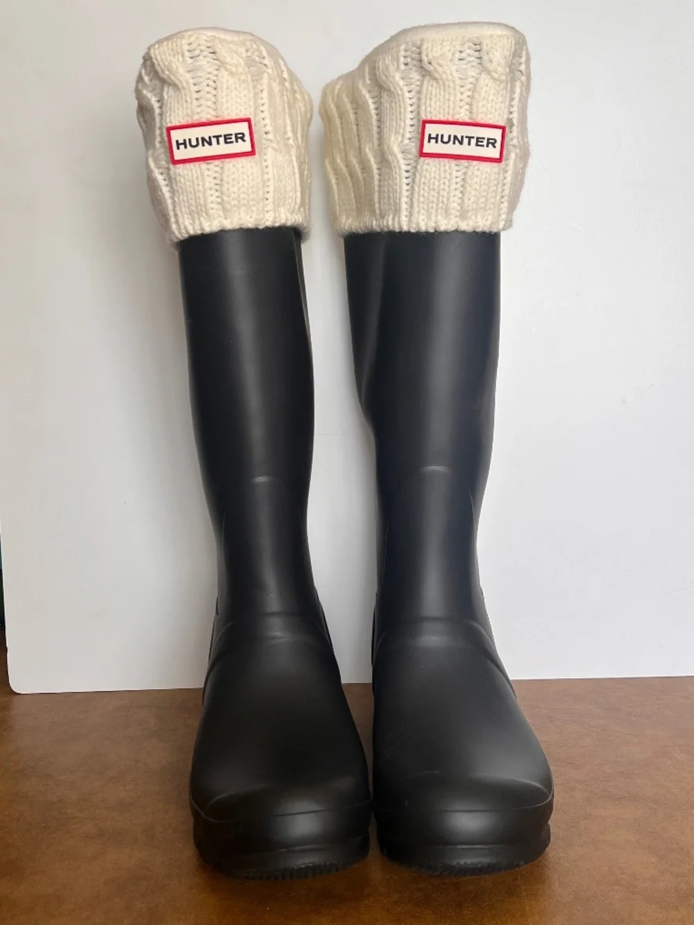 Tall, Black Matte Hunter Boots with Liner